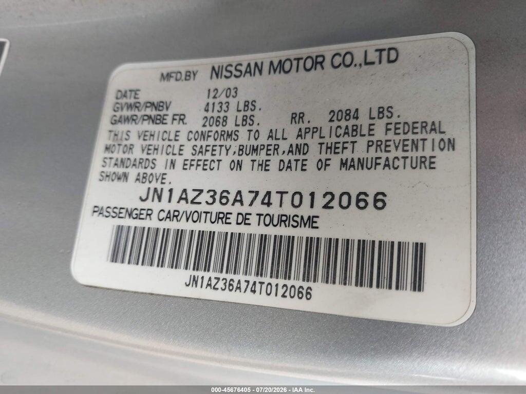 JN1AZ36A74T012066 2004 NISSAN 350Z photo no. 9