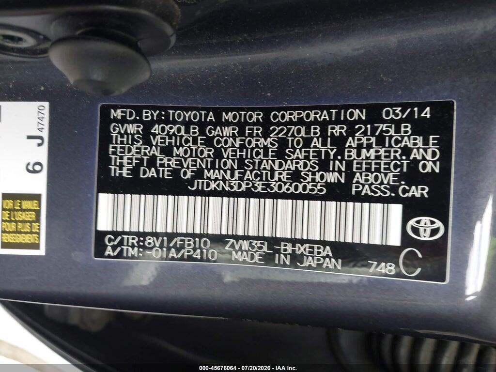 JTDKN3DP3E3060055 2014 TOYOTA PRIUS PLUG-IN photo no. 9