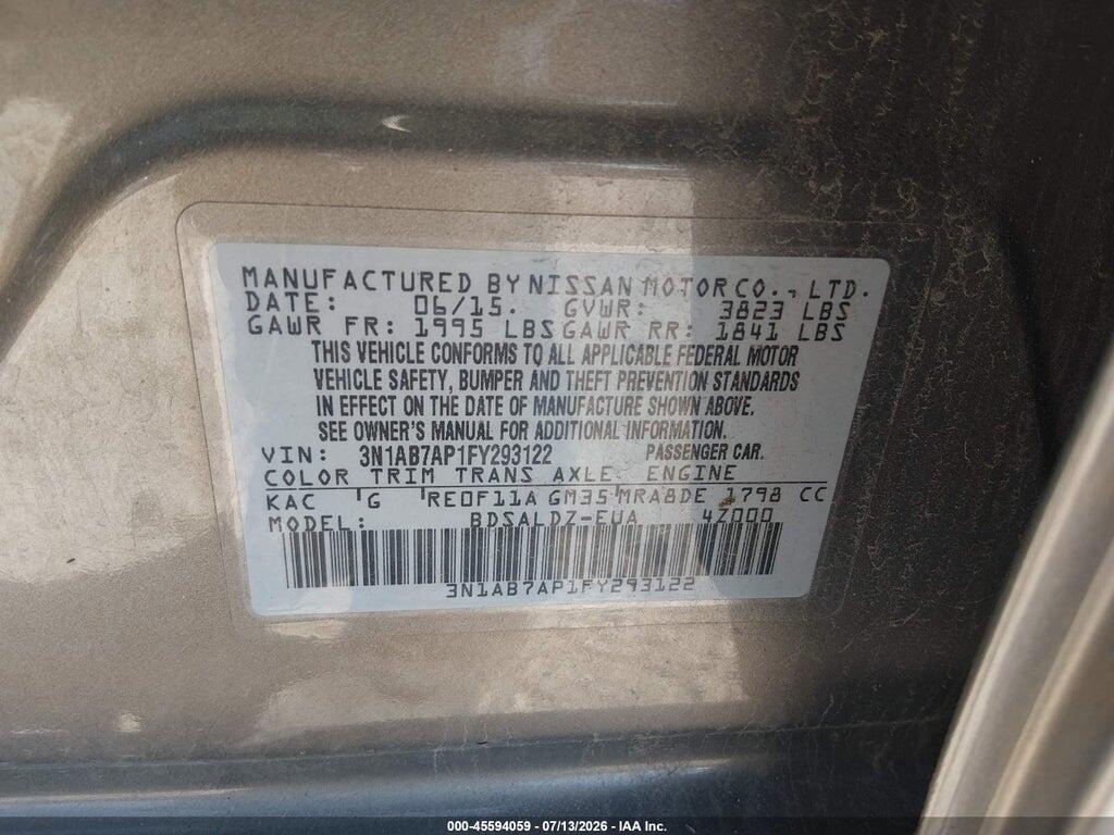 3N1AB7AP1FY293122 2015 NISSAN SENTRA photo no. 9
