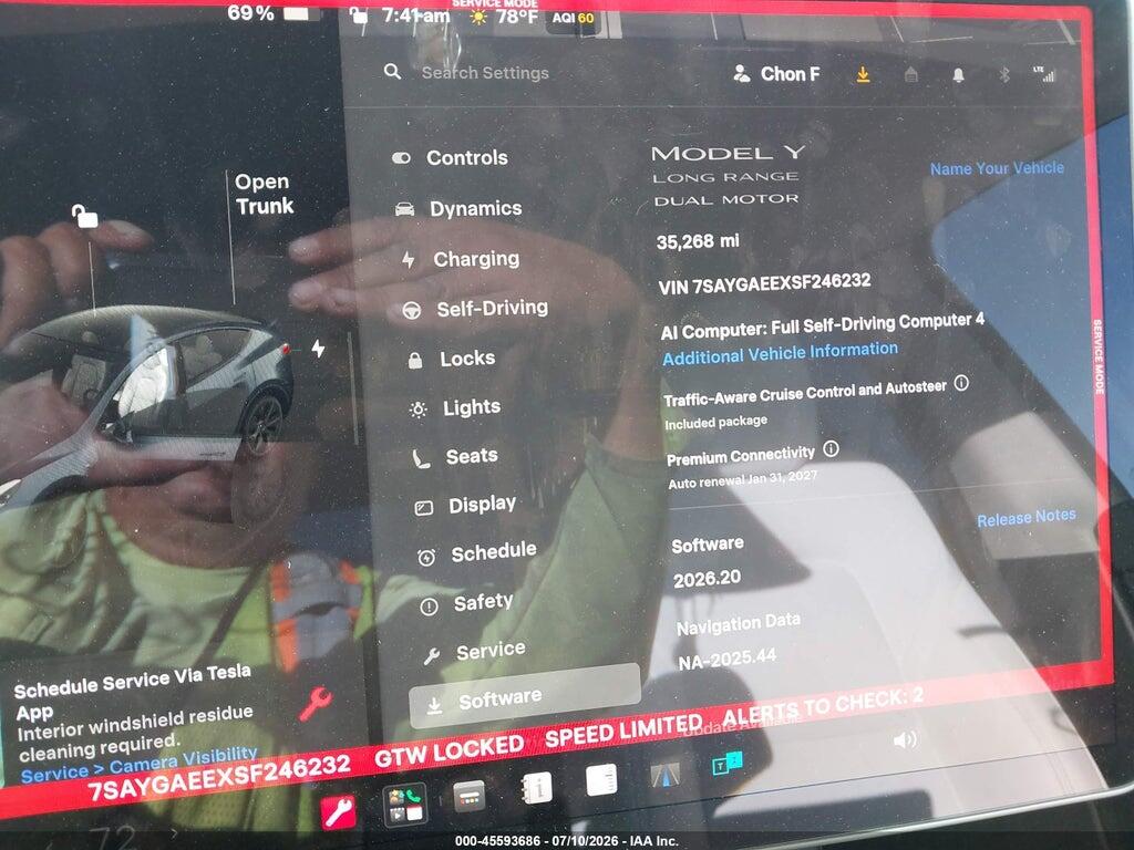7SAYGAEEXSF246232 2025 TESLA MODEL Y photo no. 7