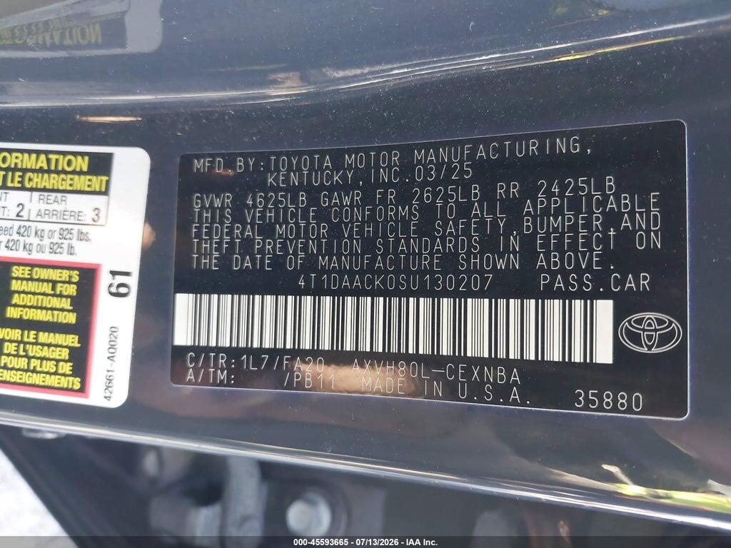 4T1DAACK0SU130207 2025 TOYOTA CAMRY photo no. 9