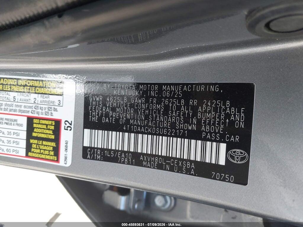 4T1DAACK0SU622171 2025 TOYOTA CAMRY photo no. 9