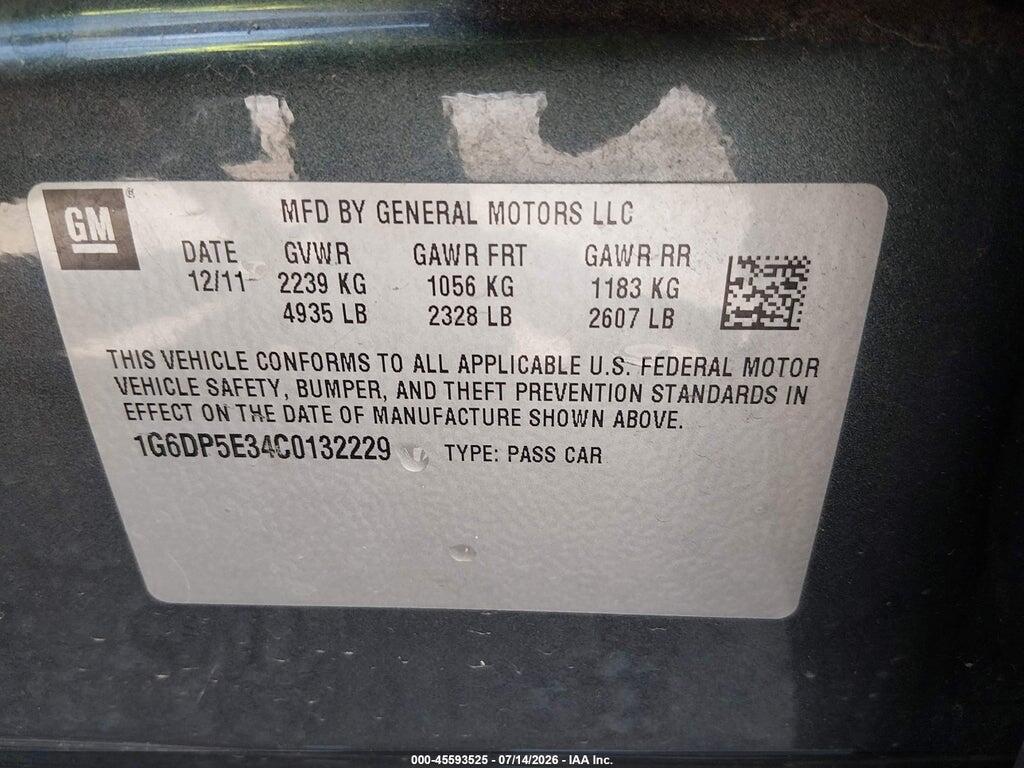 1G6DP5E34C0132229 2012 CADILLAC CTS photo no. 9