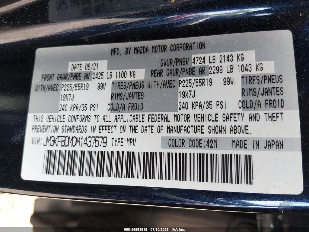 JM3KFBDM0M1437679 2021 MAZDA CX-5 photo no. 9