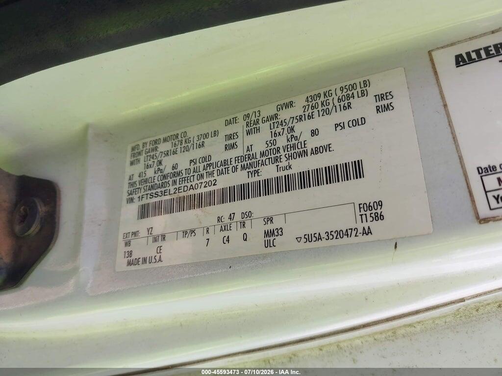 1FTSS3EL2EDA07202 2014 FORD E-350 SUPER DUTY photo no. 9