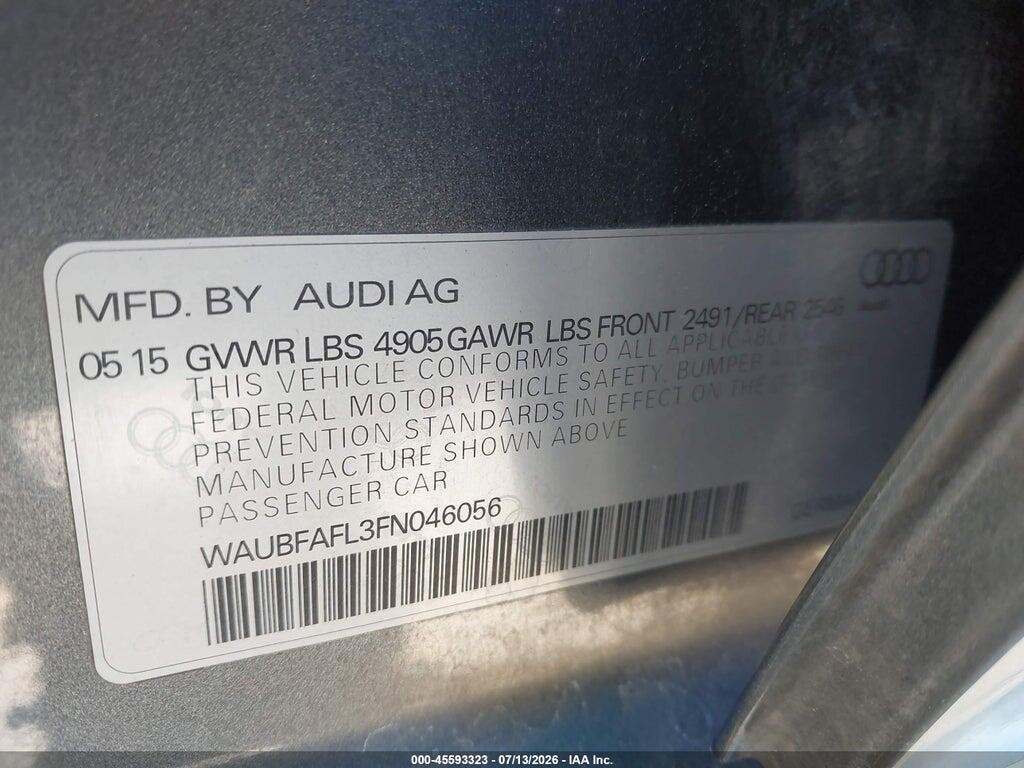 WAUBFAFL3FN046056 2015 AUDI A4 photo no. 9