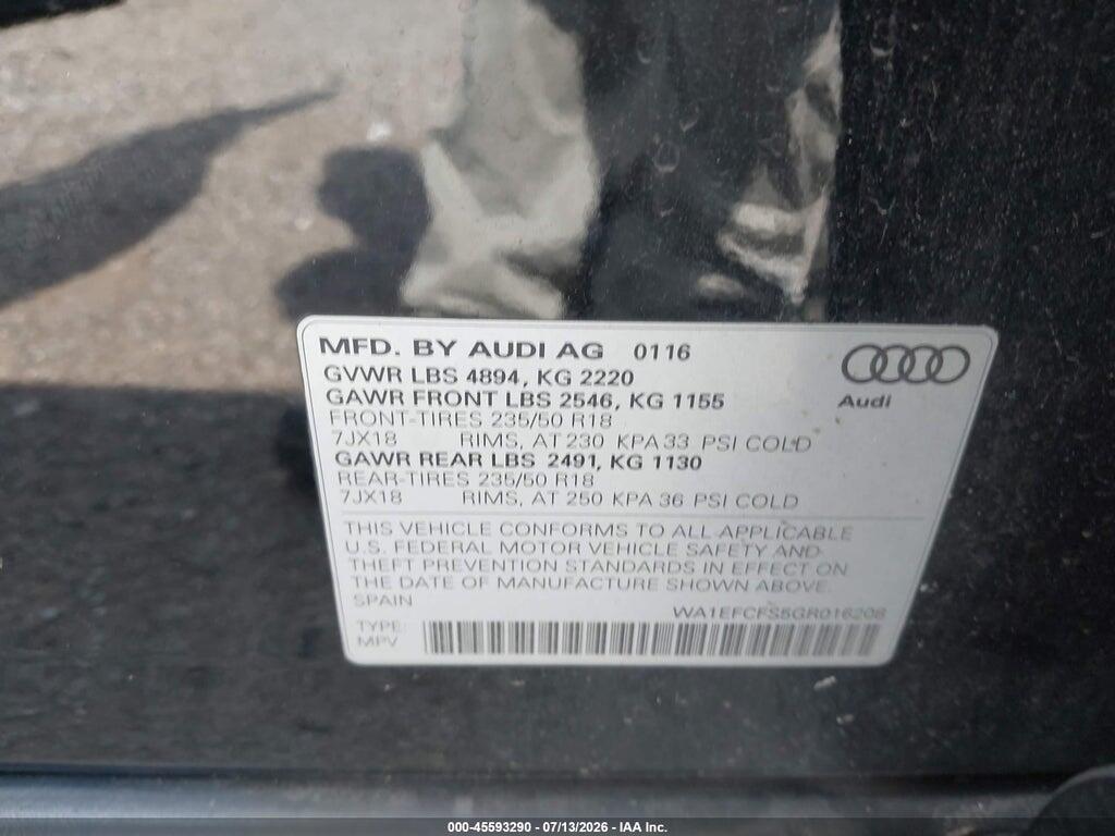 WA1EFCFS5GR016208 2016 AUDI Q3 photo no. 9