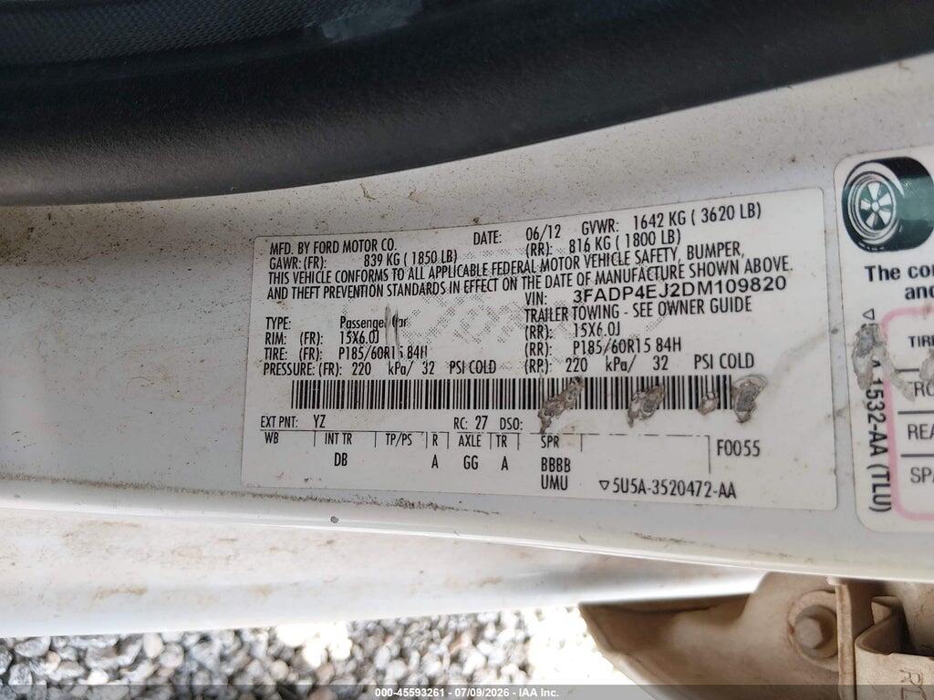 3FADP4EJ2DM109820 2013 FORD FIESTA photo no. 9