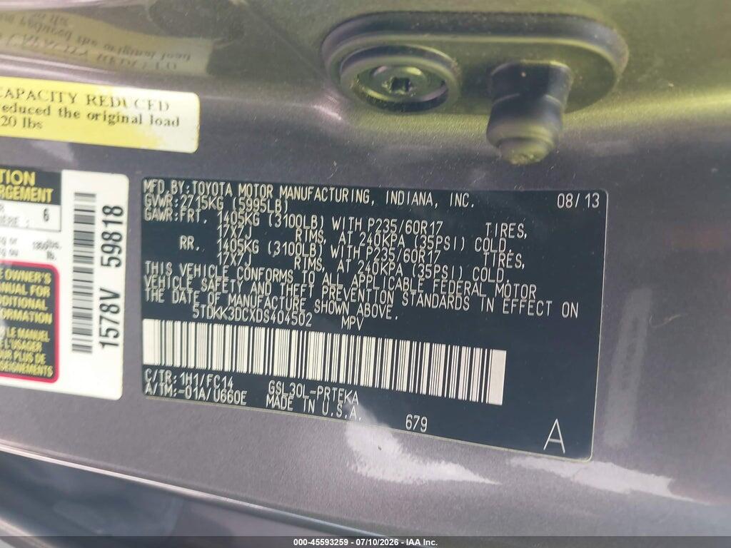5TDKK3DCXDS404502 2013 TOYOTA SIENNA photo no. 9