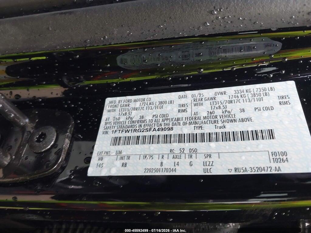 1FTFW1RG2SFA49098 2025 FORD F-150 photo no. 9