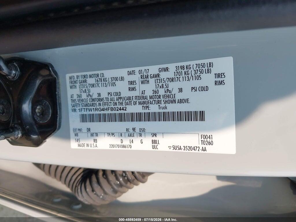 1FTFW1RG4HFB02442 2017 FORD F-150 photo no. 9