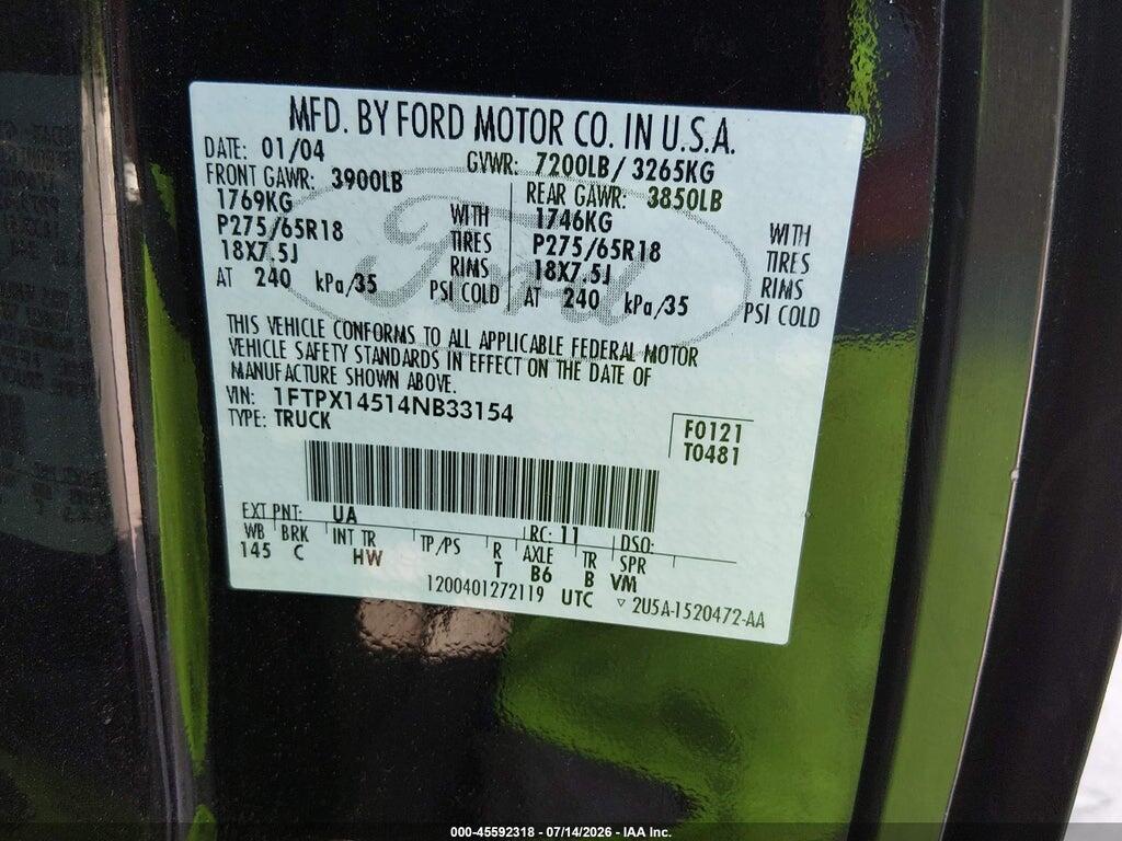 1FTPX14514NB33154 2004 FORD F-150 photo no. 9