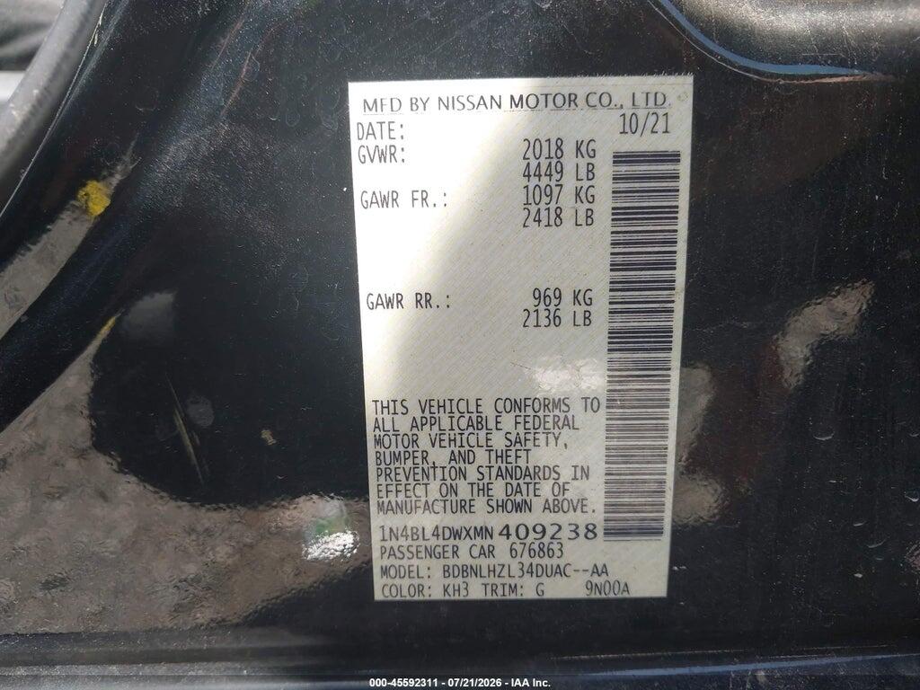 1N4BL4DWXMN409238 2021 NISSAN ALTIMA photo no. 9
