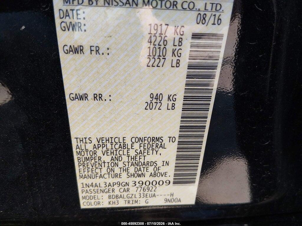 1N4AL3AP9GN390009 2016 NISSAN ALTIMA photo no. 9