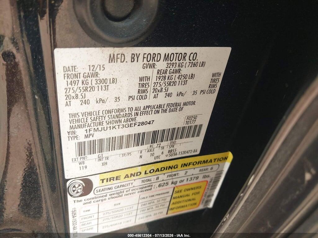 1FMJU1KT3GEF28047 2016 FORD EXPEDITION photo no. 9