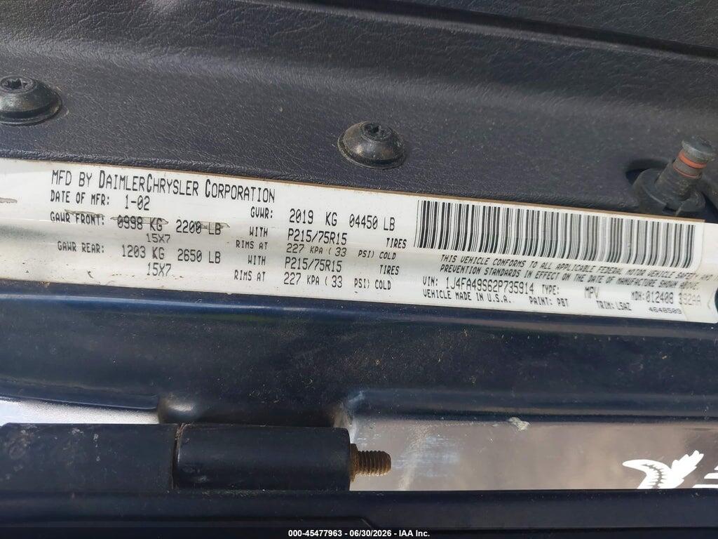 1J4FA49S62P735914 2002 JEEP WRANGLER photo no. 9