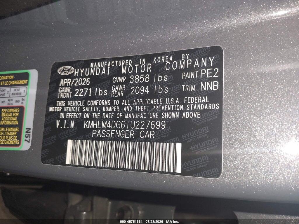 KMHLM4DG6TU227699 2026 HYUNDAI ELANTRA photo no. 9