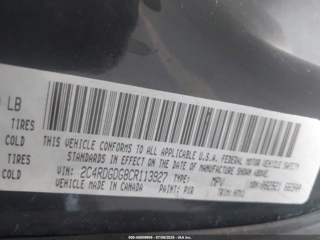 2C4RDGDG8CR113927 2012 DODGE GRAND CARAVAN photo no. 9
