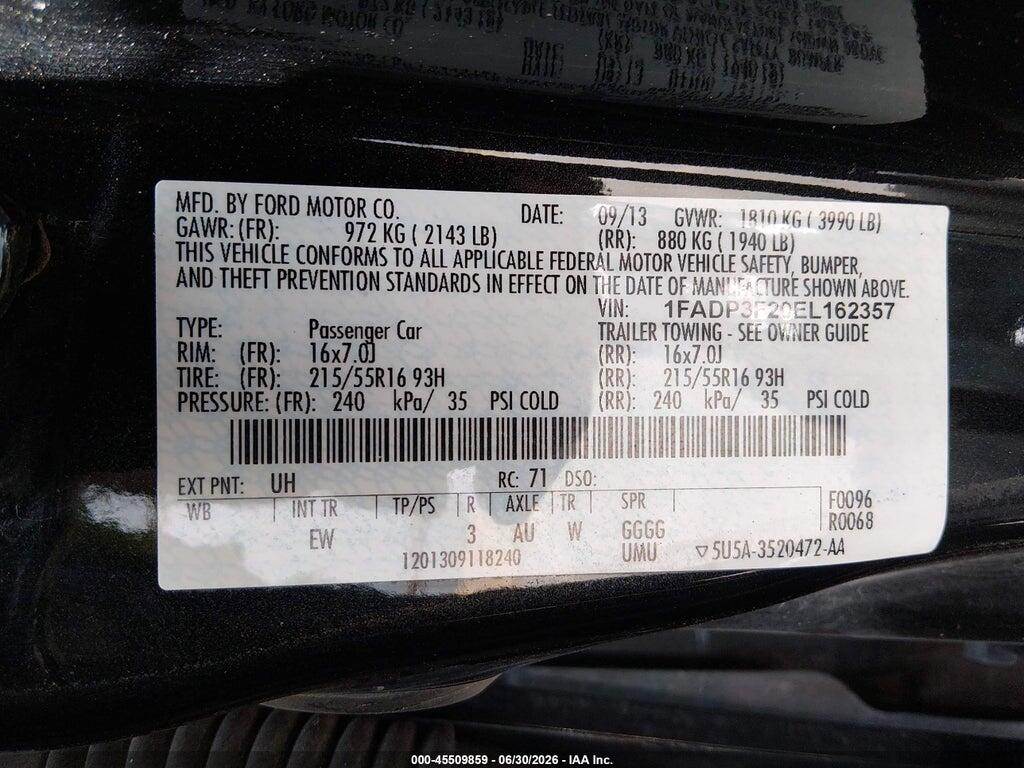1FADP3F20EL162357 2014 FORD FOCUS photo no. 9