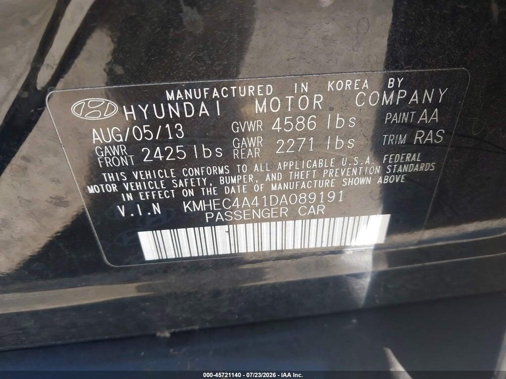 KMHEC4A41DA089191 2013 HYUNDAI SONATA HYBRID photo no. 9