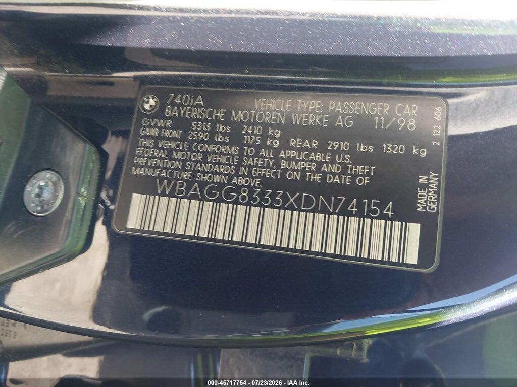 WBAGG8333XDN74154 1999 BMW 740IA photo no. 9