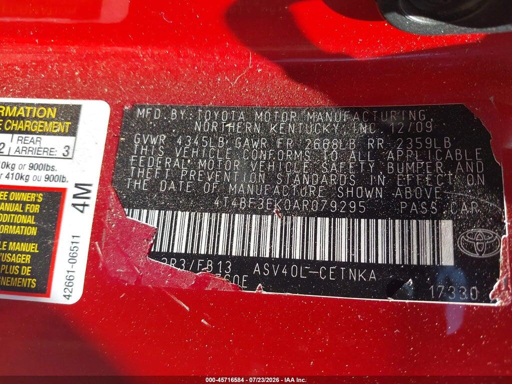 4T4BF3EK0AR079295 2010 TOYOTA CAMRY photo no. 9