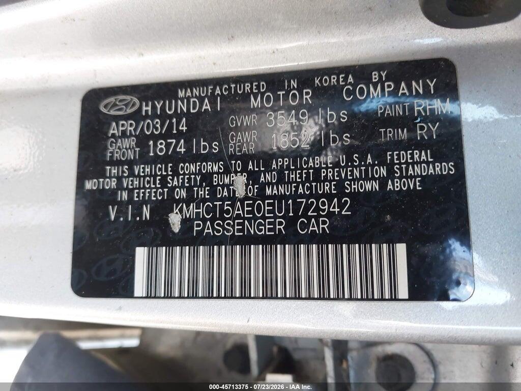 KMHCT5AE0EU172942 2014 HYUNDAI ACCENT photo no. 12