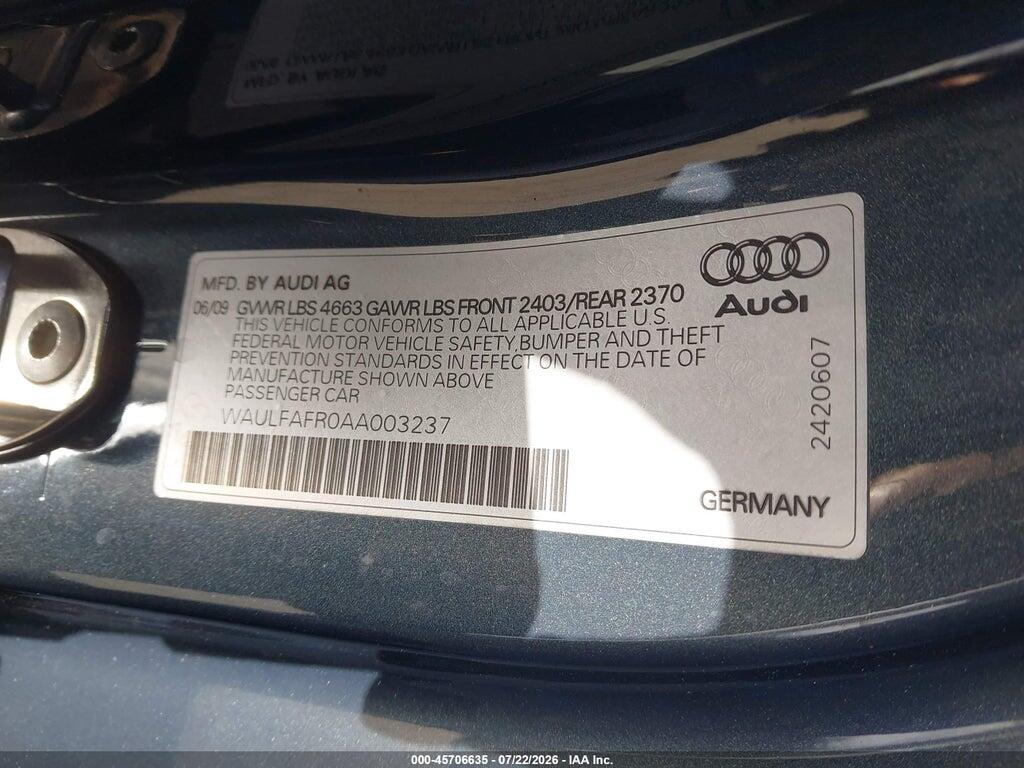 WAULFAFR0AA003237 2010 AUDI A5 photo no. 9