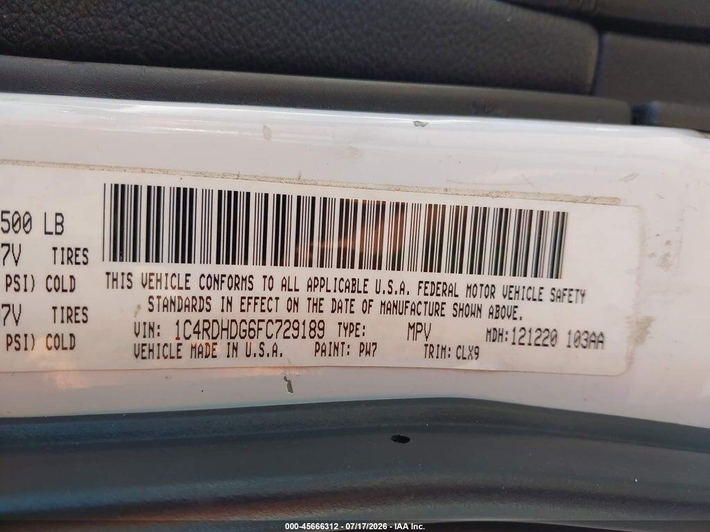 1C4RDHDG6FC729189 2015 DODGE DURANGO photo no. 9