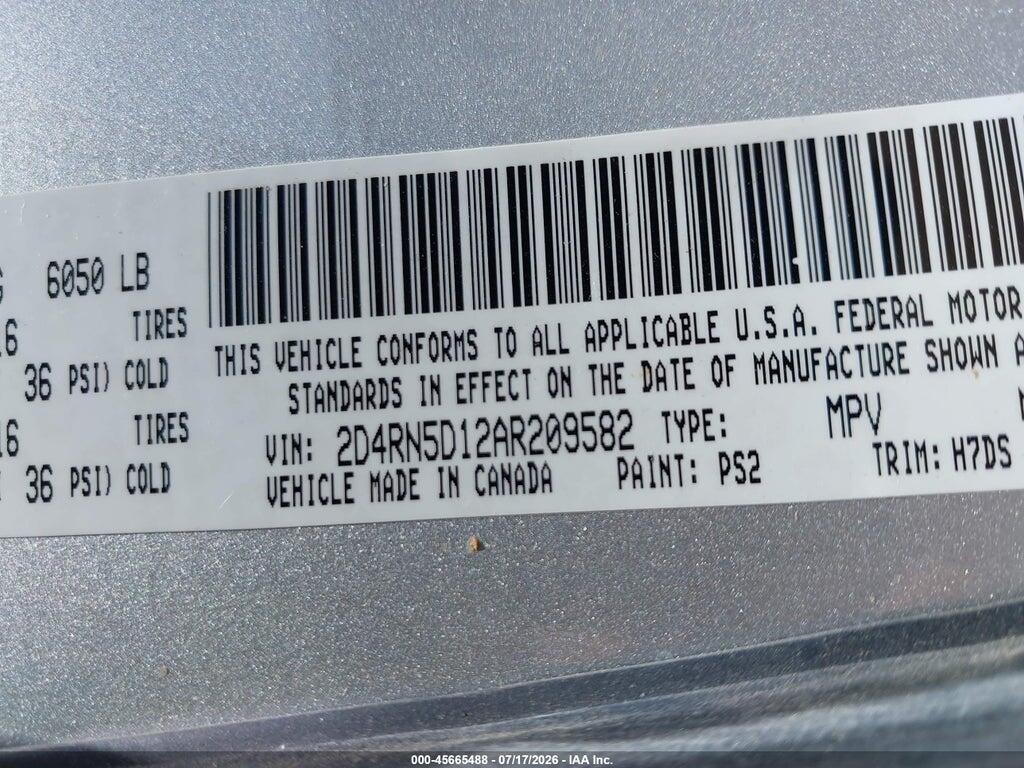 2D4RN5D12AR209582 2010 DODGE GRAND CARAVAN photo no. 9
