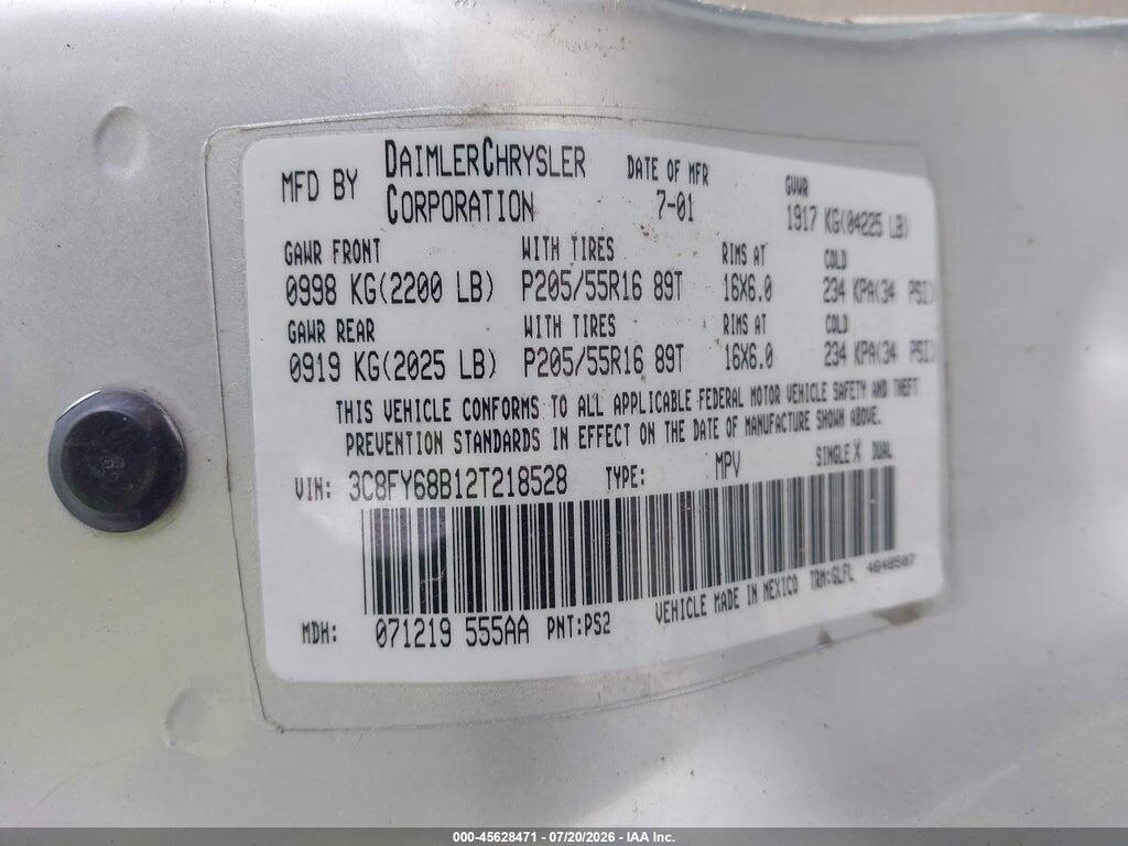 3C8FY68B12T218528 2002 CHRYSLER PT CRUISER photo no. 9