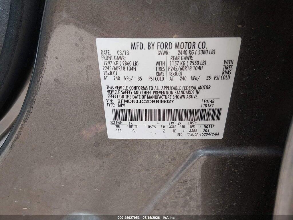 2FMDK3JC2DBB96027 2013 FORD EDGE photo no. 9