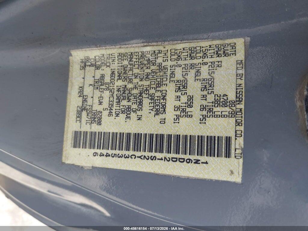 1N6DD21S2YC335446 2000 NISSAN FRONTIER photo no. 9