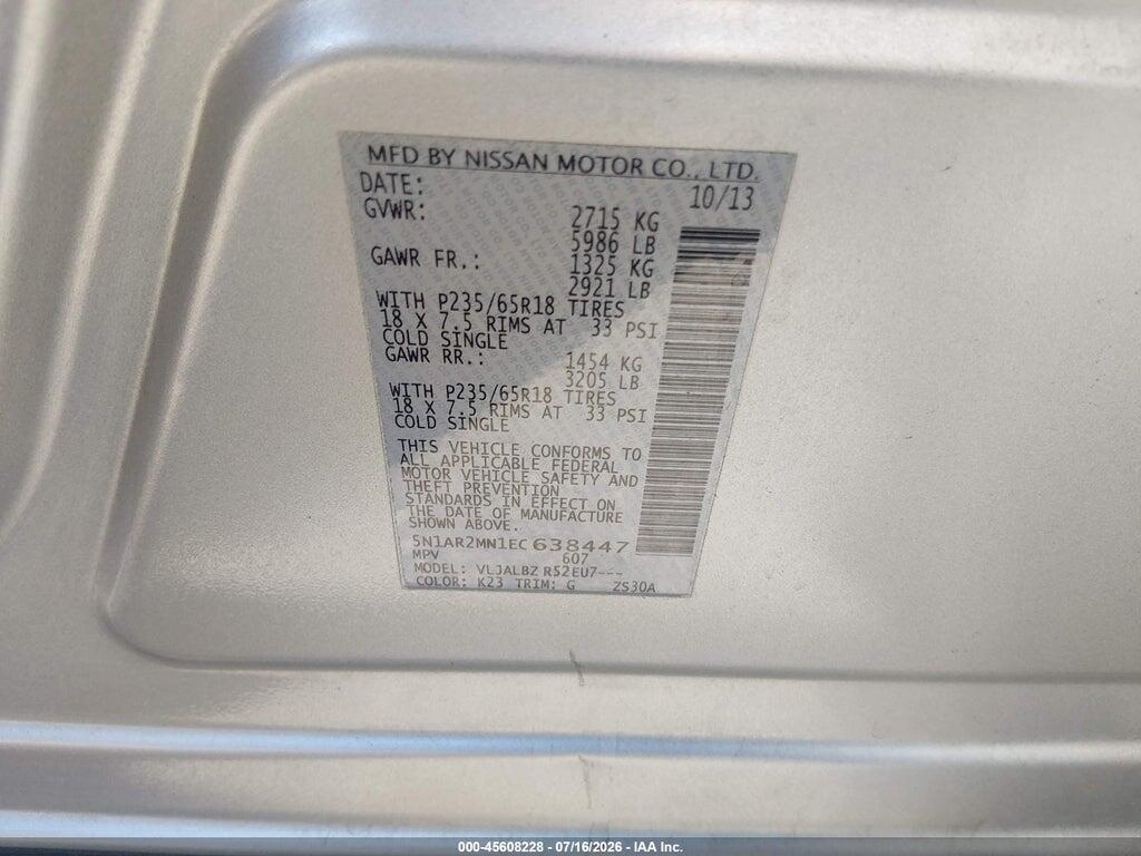 5N1AR2MN1EC638447 2014 NISSAN PATHFINDER photo no. 9