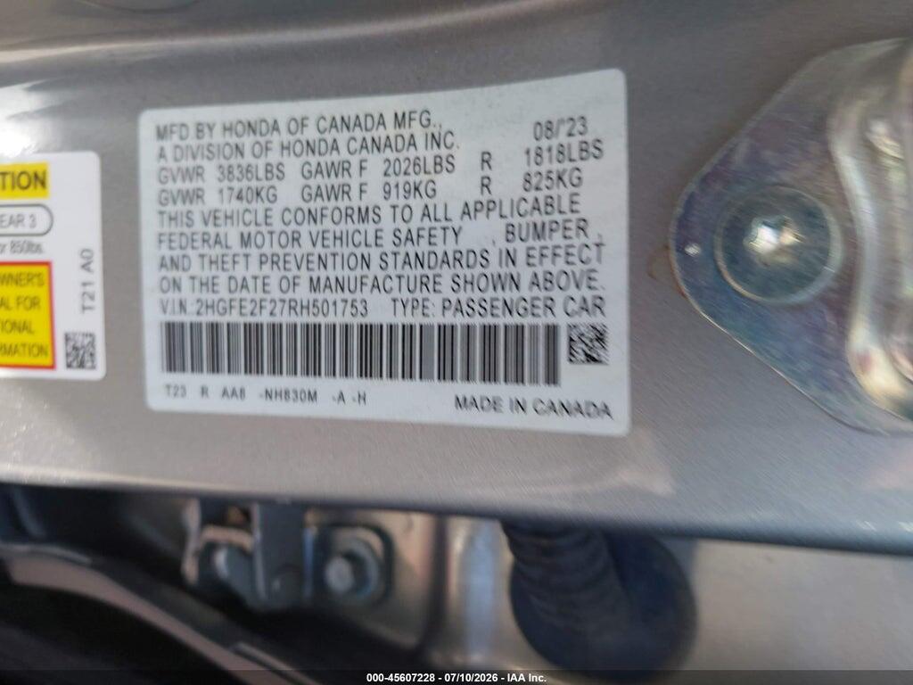 2HGFE2F27RH501753 2024 HONDA CIVIC photo no. 9