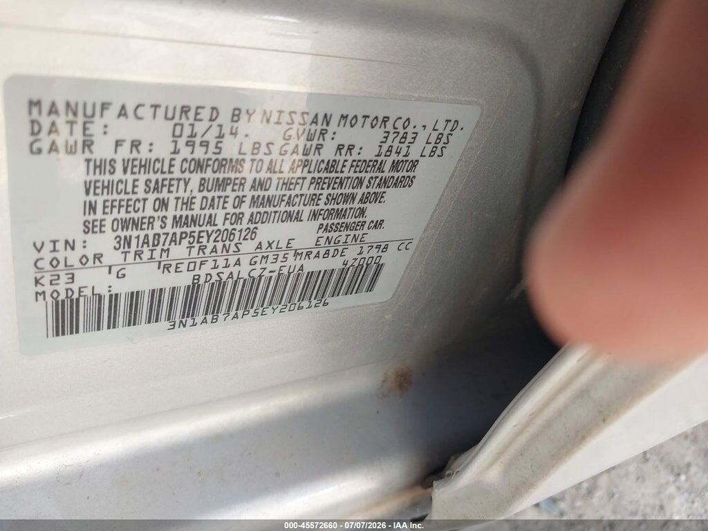 3N1AB7AP5EY206126 2014 NISSAN SENTRA photo no. 9