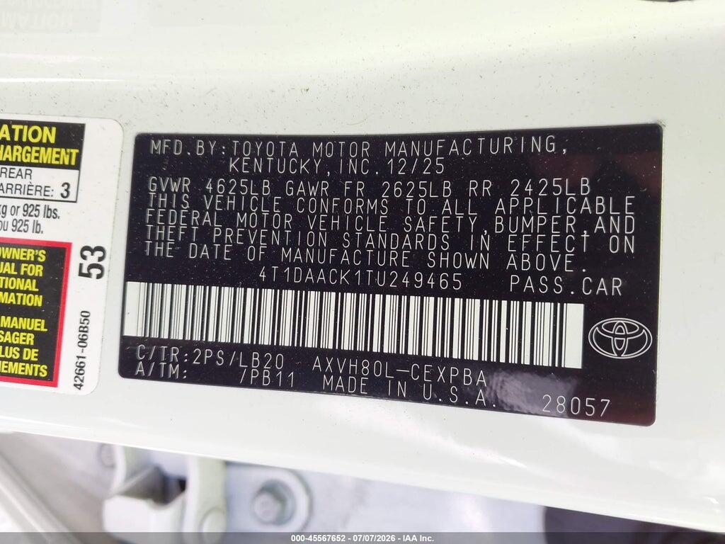 4T1DAACK1TU249465 2026 TOYOTA CAMRY photo no. 9