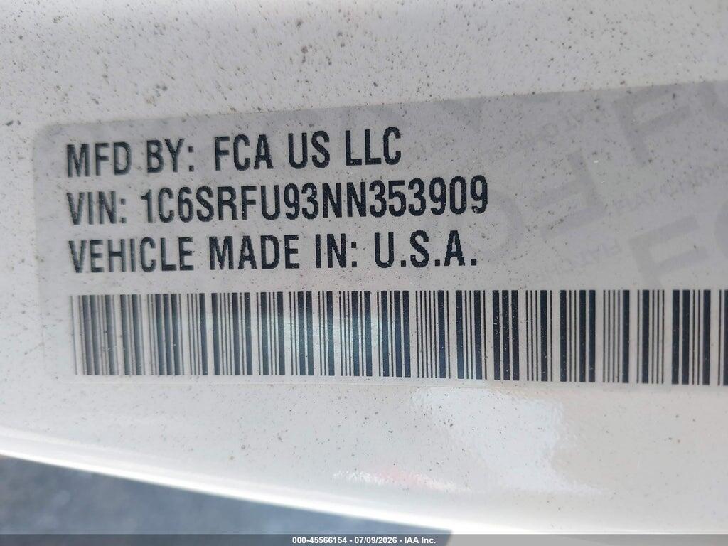 1C6SRFU93NN353909 2022 RAM 1500 photo no. 9