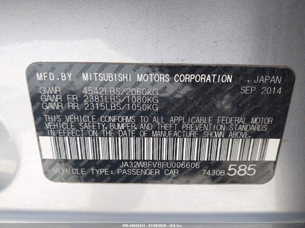 JA32W8FV8FU006606 2015 MITSUBISHI LANCER EVOLUTION photo no. 9