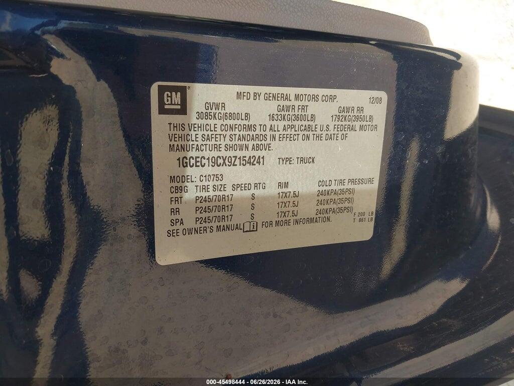 1GCEC19CX9Z154241 2009 CHEVROLET SILVERADO 1500 photo no. 9