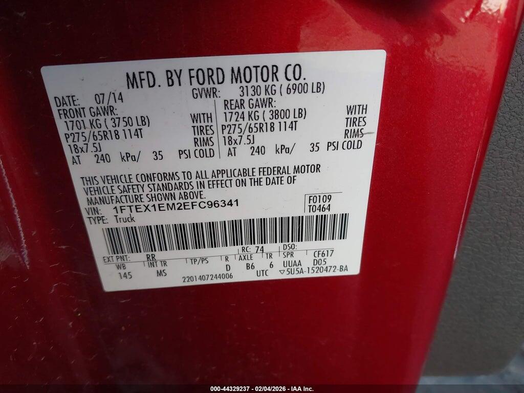 1FTEX1EM2EFC96341 2014 FORD F-150 photo no. 9