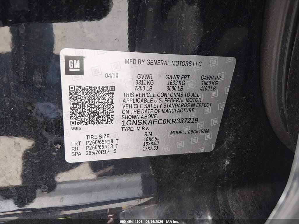 1GNSKAEC0KR337219 2019 CHEVROLET TAHOE photo no. 9