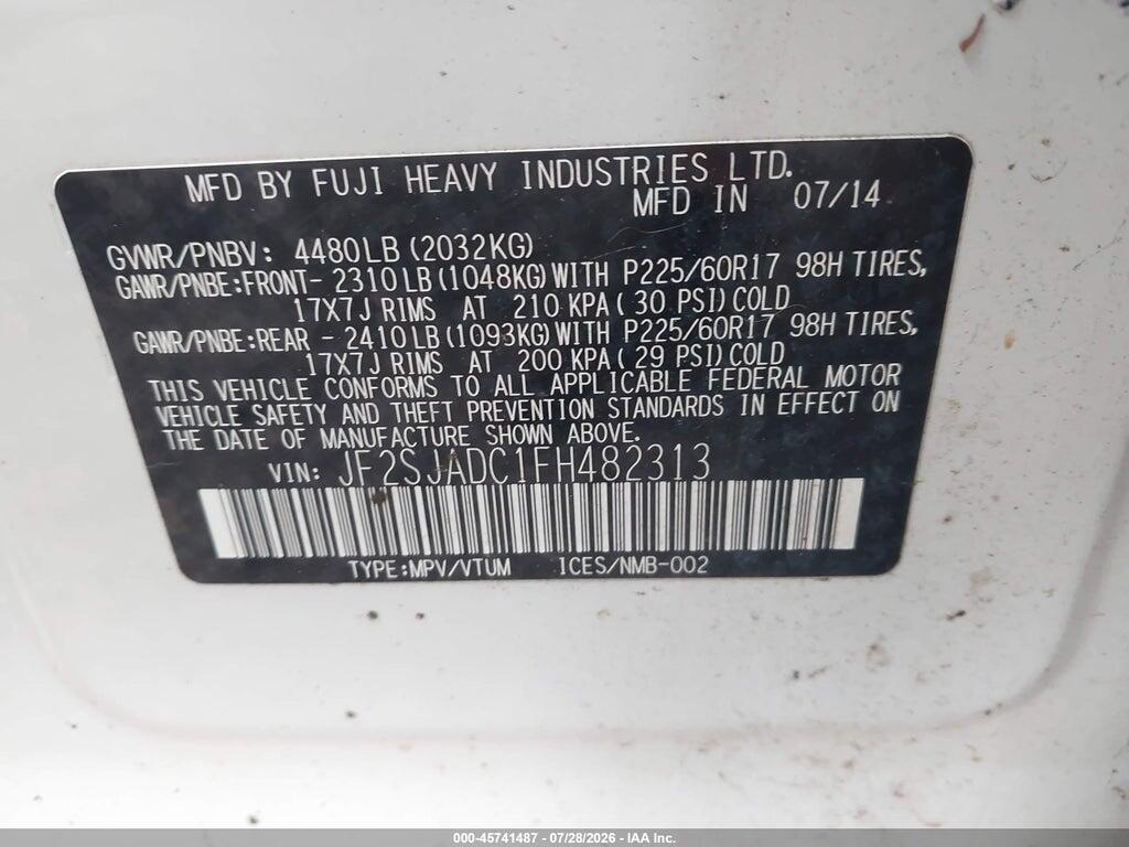 JF2SJADC1FH482313 2015 SUBARU FORESTER photo no. 9