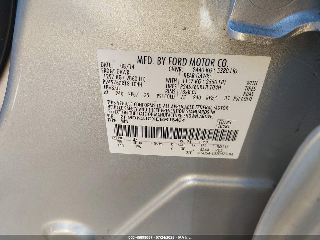 2FMDK3JCXEBB18404 2014 FORD EDGE photo no. 9