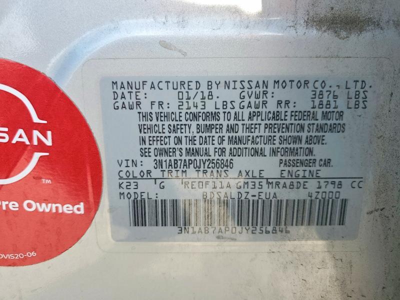 3N1AB7AP0JY256846 2018 NISSAN SENTRA photo no. 12