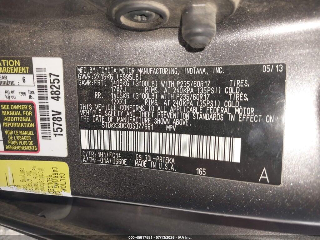 5TDKK3DCXDS377981 2013 TOYOTA SIENNA photo no. 9