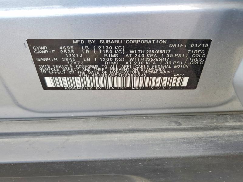 2019 SUBARU OUTBACK 2.5I PREMIUM — Фото 12 из 12