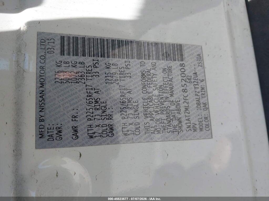 5N1AT2ML2FC852008 2015 NISSAN ROGUE photo no. 9