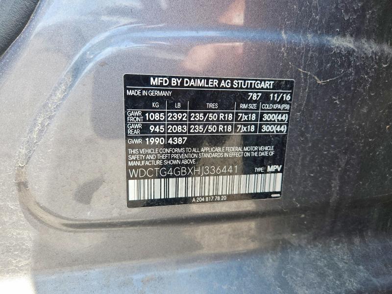 WDCTG4GBXHJ336441 2017 MERCEDES-BENZ GLA photo no. 12