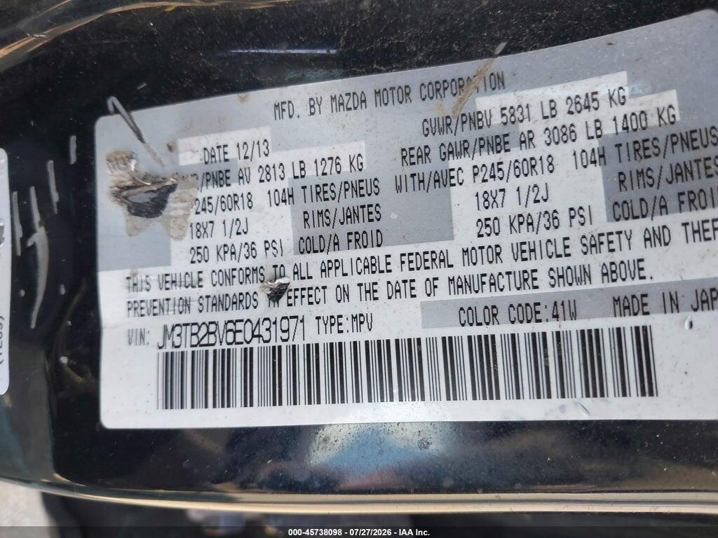 JM3TB2BV6E0431971 2014 MAZDA CX-9 photo no. 9